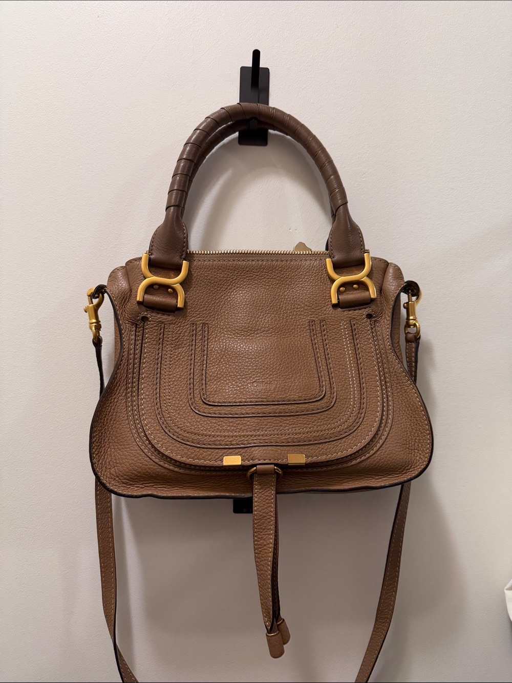 Chloe Brown Leather Satchel with Gold Hardware